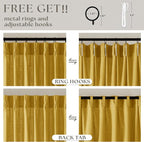 Mustard Yellow Pleated Semi Sheer Linen Curtains 120 Inches Long 2 Panel | - Image 5