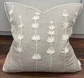 VAGMINE Hand Embroidered Daisy Accent Throw Pillow Cover - 20x20 Inches Square - 100% Linen Natural Decorative Cushion Cover for Couch, Sofa, Bed - Textured Embroidery - Boho Floral Home Décor
