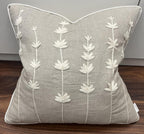 VAGMINE Hand Embroidered Daisy Accent Throw Pillow Cover - 20x20 Inches Square - 100% Linen Natural Decorative Cushion Cover for Couch, Sofa, Bed - Textured Embroidery - Boho Floral Home Décor