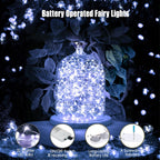 6 Pack Fairy Lights Battery Operated Mini String Lights with Timer 2PCS Remote 6.5ft 20LED Cool White Firefly Lights Waterproof Silver Wire Twinkle Lights DIY Mason Jar Wedding Party Christmas Decor