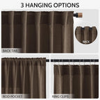 Chocolate Linen Blend Light Filtering Back Tab Curtains 102 Inches Long - Image 3