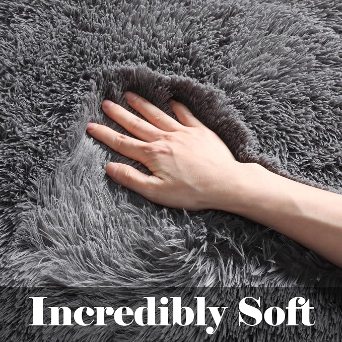 Grey 8x10 Area Rugs for Living Room, Ultra Soft Plush Thick Shaggy Big Floor - Image 2