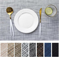 LEXMORE Placemats Set of 4 Vinyl/Plastic Woven Place Mats for Kitchen Table Indoor/Outdoor Washable Placemat Wipeable Dining Table Mats(Gray)