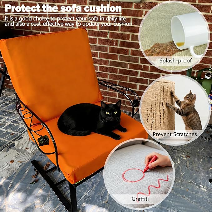 Sqodok Patio Cushion Cover 24x22 inch, Outdoor Seat Cushion Slip Cover - Image 7