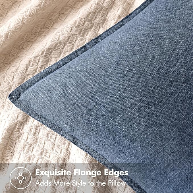 MIULEE Decorative Linen Lumbar Pillow Cover 12x20 Inch Blue Ashes | Boho - Image 5
