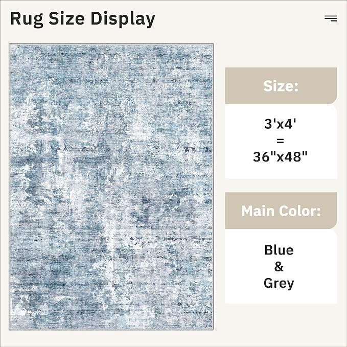 Soalmost Abstract 3x4 Rugs, Small Washable Area Rug - Image 5