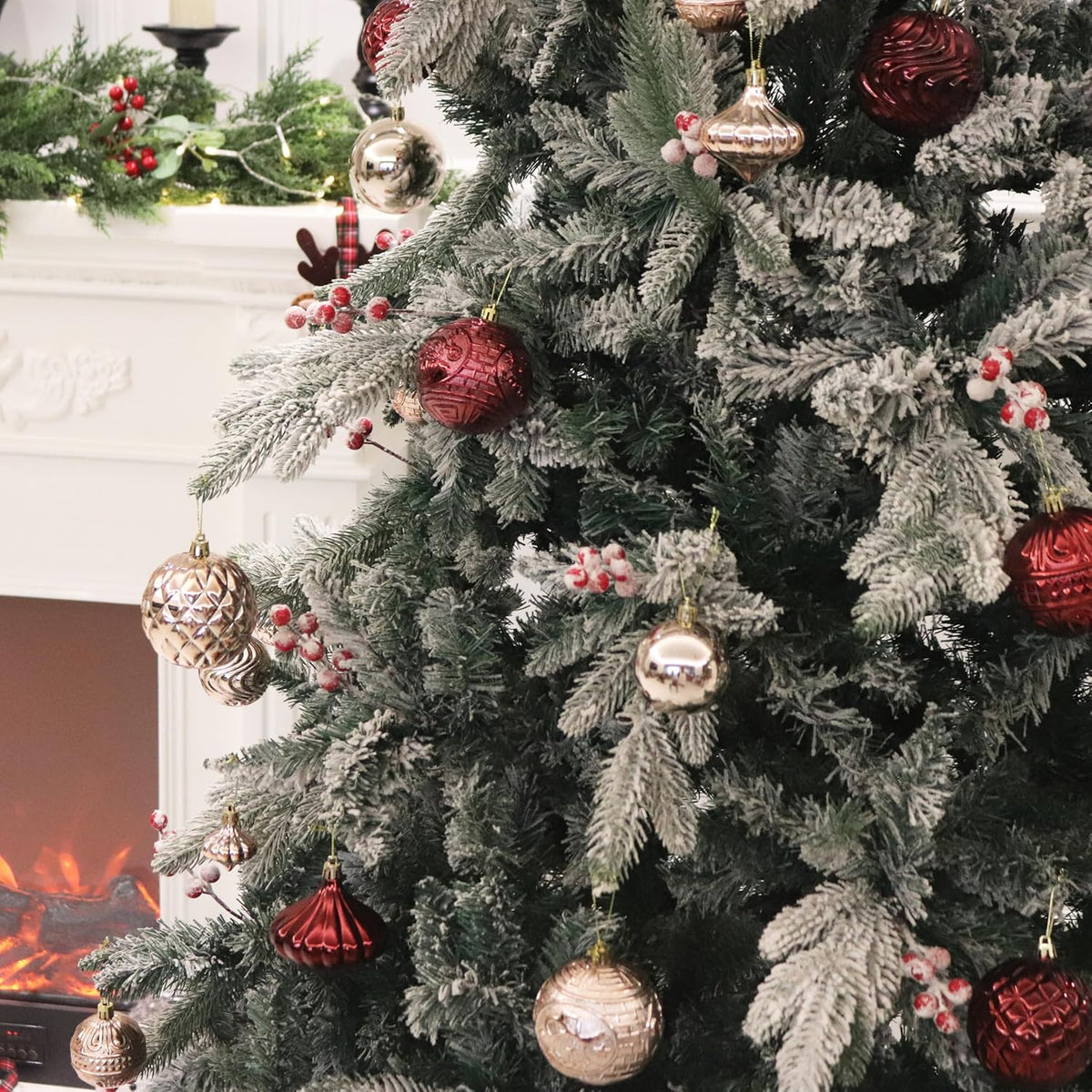 Christmas Ornaments Set with 36pcs Shatterproof Christmas Tree Decorations Multi-Size Christmas Ball Ornaments with 7 Styles Champagne