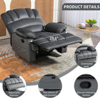 Luxlen Manual Recliner Chair, Reclining Chair with Overstuffed Armrest and Backrest, Living Room Single Sofa Recliners,Light Grey