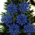 6pcs Large Navy Blue Snowflakes Ornaments 12" Big Plastic Glitter Snowflake for Winter Indoor Outdoor Christmas Tree Window Room Decorations Giant Craft Snowflakes