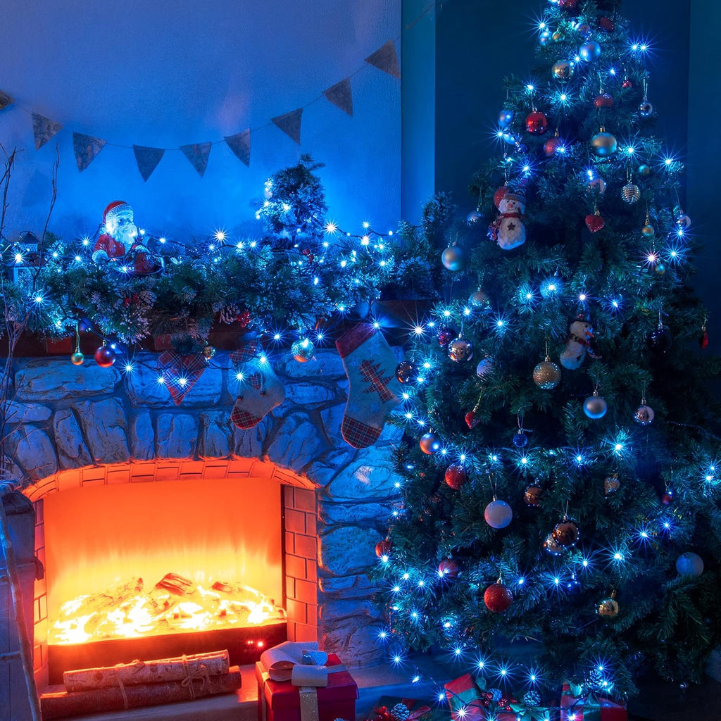 Hopolon Blue Christmas String Lights, 2PACK 50-Count Incandescent Mini Fairy Lights Set, UL Certified Green Wire Lights for Indoor Outdoor Halloween Holiday Home Xmas Tree Patio Décor (2pcs Blue)