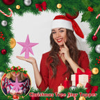 Christmas Tree Decoration, 6" Pink Christmas Tree Topper Star Accessories, Xmas Glitter 3D Bethlehem Tree Ornament, Waterproof Holiday Christmas Tree Topper Star Decorations for Home Indoor Outdoor