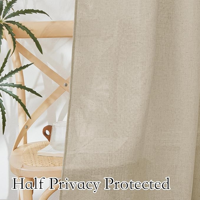 RYB HOME Semi Sheer Curtains for Bedroom, Airy Solid Sheer Window Curtain - Image 4