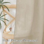 RYB HOME Linen Textured Curtains Semi Sheer Window Curtains Light Filtering - Image 4