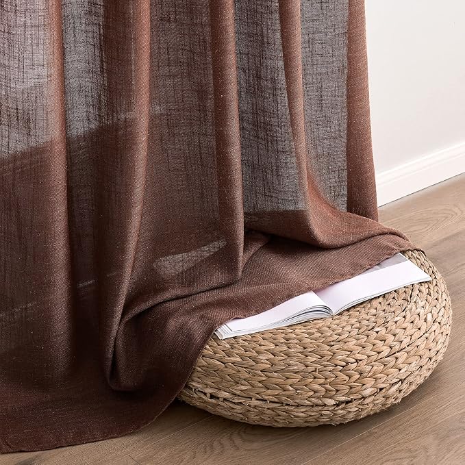 MIULEE Chocolate Brown Linen Curtains 52x108 Inch Long - Image 7