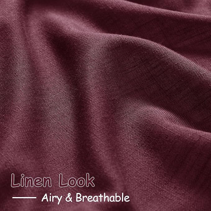 Burgundy Linen Curtains 108 Inches Long - Image 5