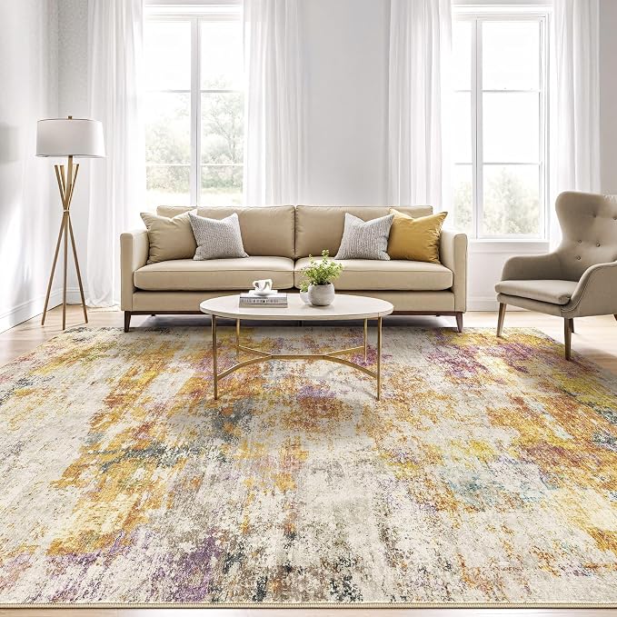 LOONGRUG 10x13 Area Rug Washable Large Neutral Modern Living Room Rug | - Image 5