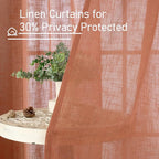 Terracotta Linen Curtains for Small Windows 45 inch, 34 x 45 Inch | Light - Image 5