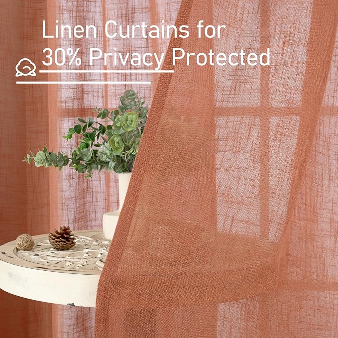 Semi Sheer Linen Curtains 36 Inch Length 2 Panels - Image 5