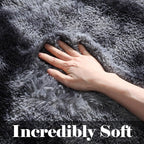 8x10 Area Rugs for Living Room, Tie-Dyed Dark Grey Fluffy Shag Large Bedroom Rug - Image 3
