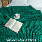 Chunky Knit Blanket - Luxury Soft Cozy 60 * 80 Throw Blanket,100% Woven Blanket Rope Knot Throw Blanket for Couch, Sofa, Home Decor, Gift - Machine Washable（Blackish Green）