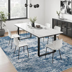 Area Rug Living Room: 5x5 Modern Washable Indoor Soft Carpet Blue | - Image 4