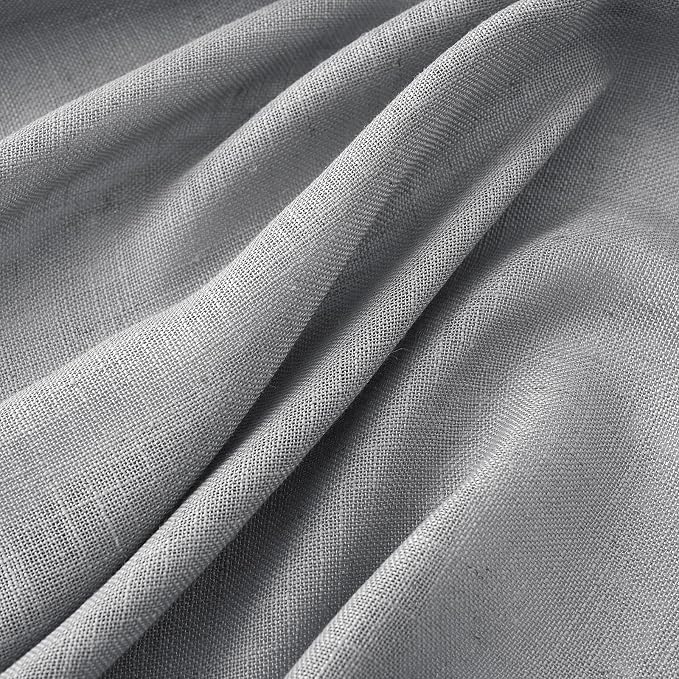 MIULEE Grey Linen Curtains 37x84 Inch Length Gray 2 Panels | Window Drapes - Image 4