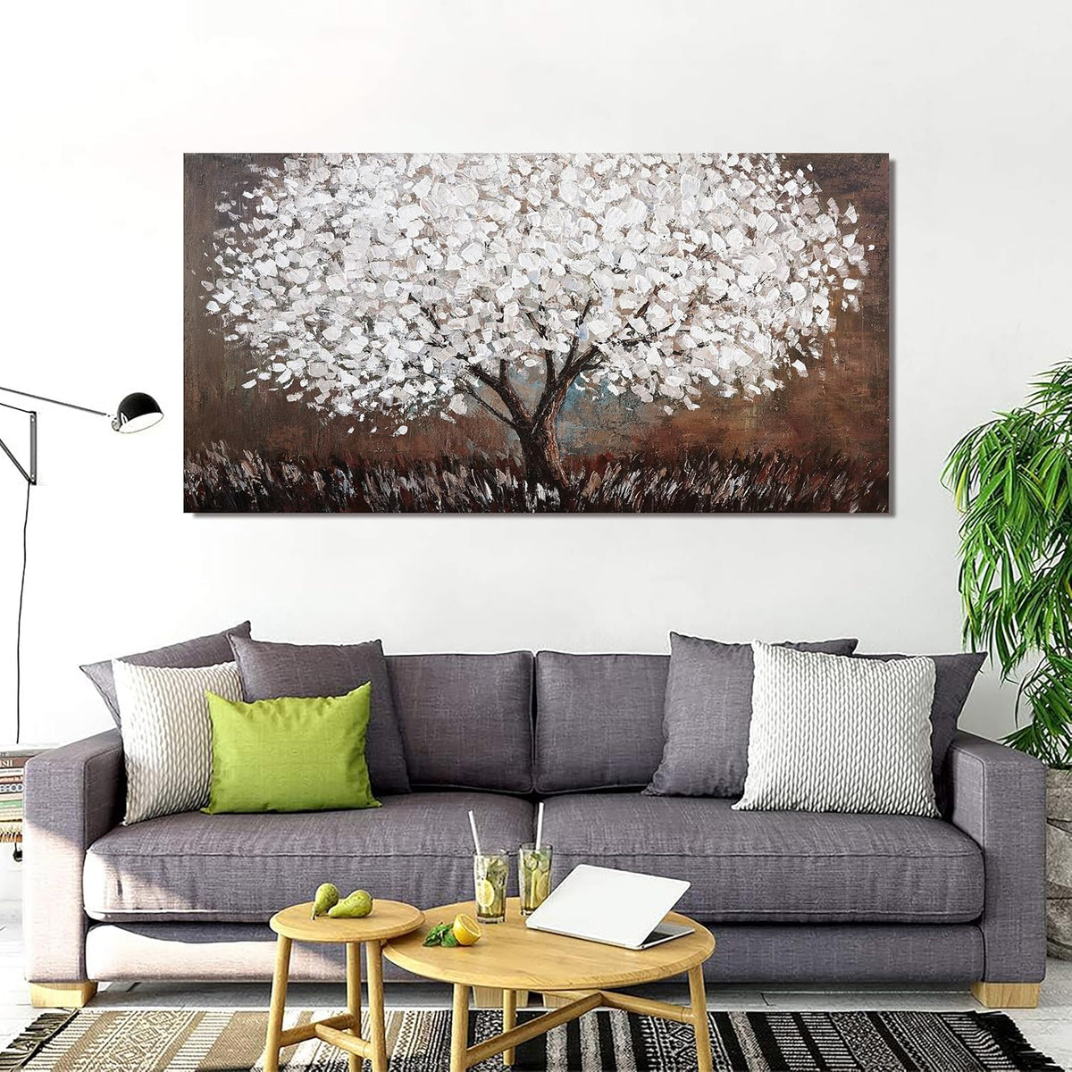 Canvas Wall Art Decor Artwork for Walls Large Black and White Wall Art Decor for Living Room Tree of Life Wall Art Vintage Tree Flower Wall Decor Art Paintings for Room Home Office Wall Decor 29"X58"
