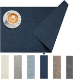 DOLOPL Placemats Set of 4, Reversible Wipeable & Heat Resistant Place Mats, Modern Faux Leather Table Mats for Kitchen, Neutral Waterproof Tablemats for Dining Table Decor, Wedding, Party(Navy Blue)