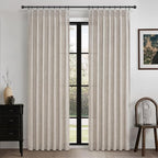 Greyish Brown Natural Linen Curtains 84 Inch Length 2 Panels by PleatedDrapes