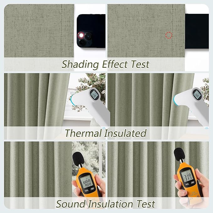 Sage Green 100% Blackout Curtains 80 Inch Length 2 Panels Set - Image 5
