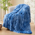 GONAAP Fuzzy Faux Fur Throw Blanket Twin Size Indigo Super Soft Cozy Plush Fuzzy Shaggy Blanket for Couch Sofa Bed (Indigo, Twin(60"x80"))
