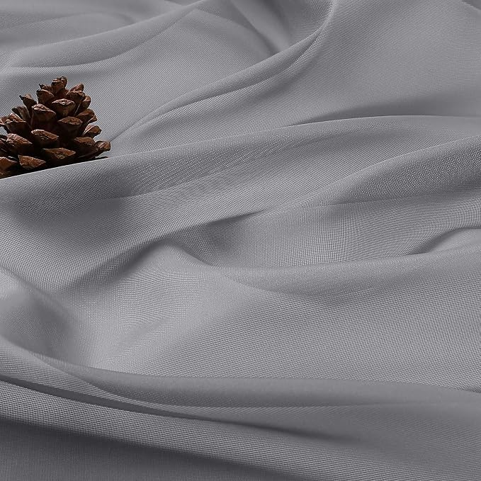 Extra Long Grey Sheer Curtains 96 Inches Long 2 Panels Set, Soft Lightweight - Image 8