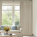 Pinch Pleat Beige 120 Inch Blackout Curtains - Image 9