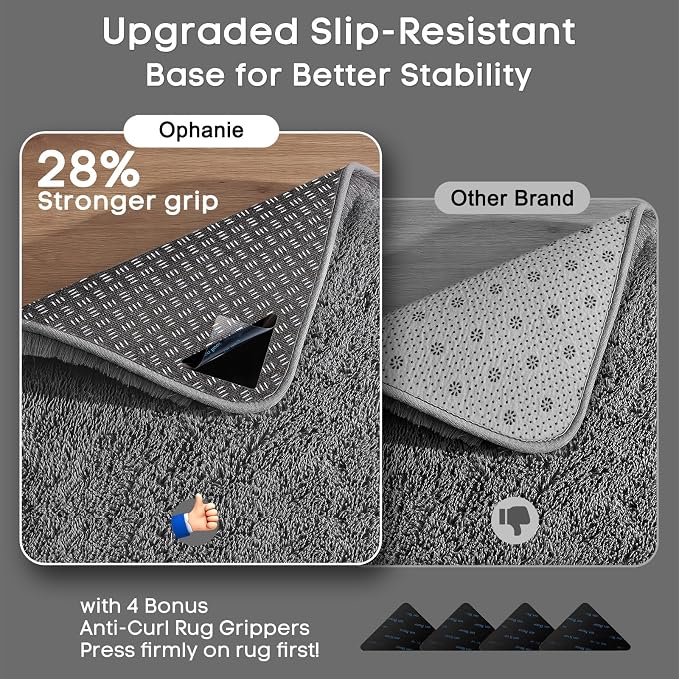 Ophanie Small 1.5x2.5 Rug Washable Non Slip Throw Bedside Area Rugs, Fluffy - Image 4