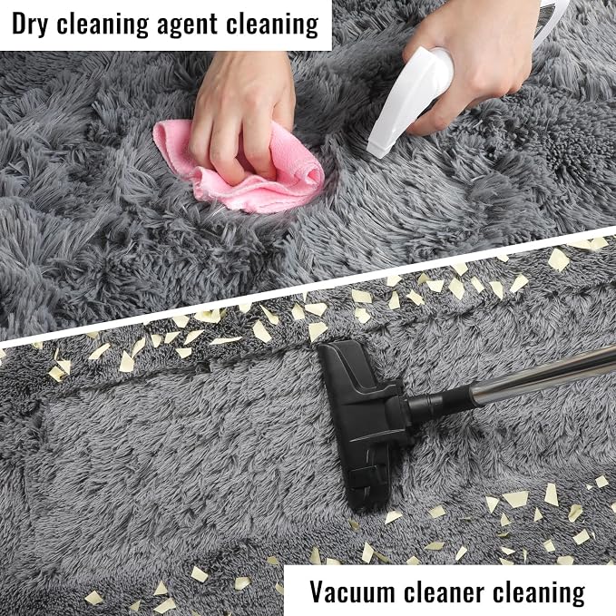 Grey Area Rugs for Living Room, Plush Fluffy Bedroom Rugs for Dorm Room 5x8 | - Image 7