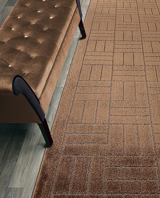 Custom Length Hallway Runner Rug, Slip Resistant, Bricks Brown, 26 Inch X 18 by ORFAHOME