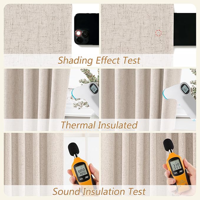 Oatmeal 100% Blackout Curtains 102 Inch Length 2 Panels Set - Image 5