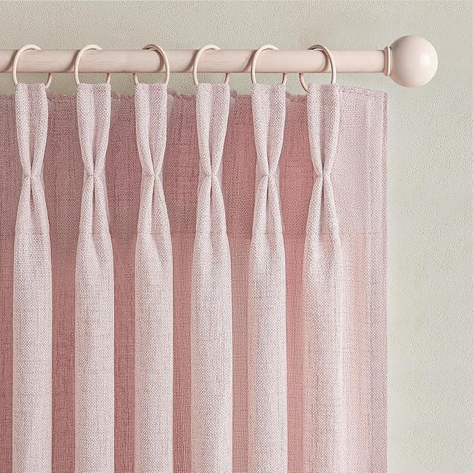 Pretty Light Pink Semi Sheer Curtains 96 Inches Long by PleatedDrapes