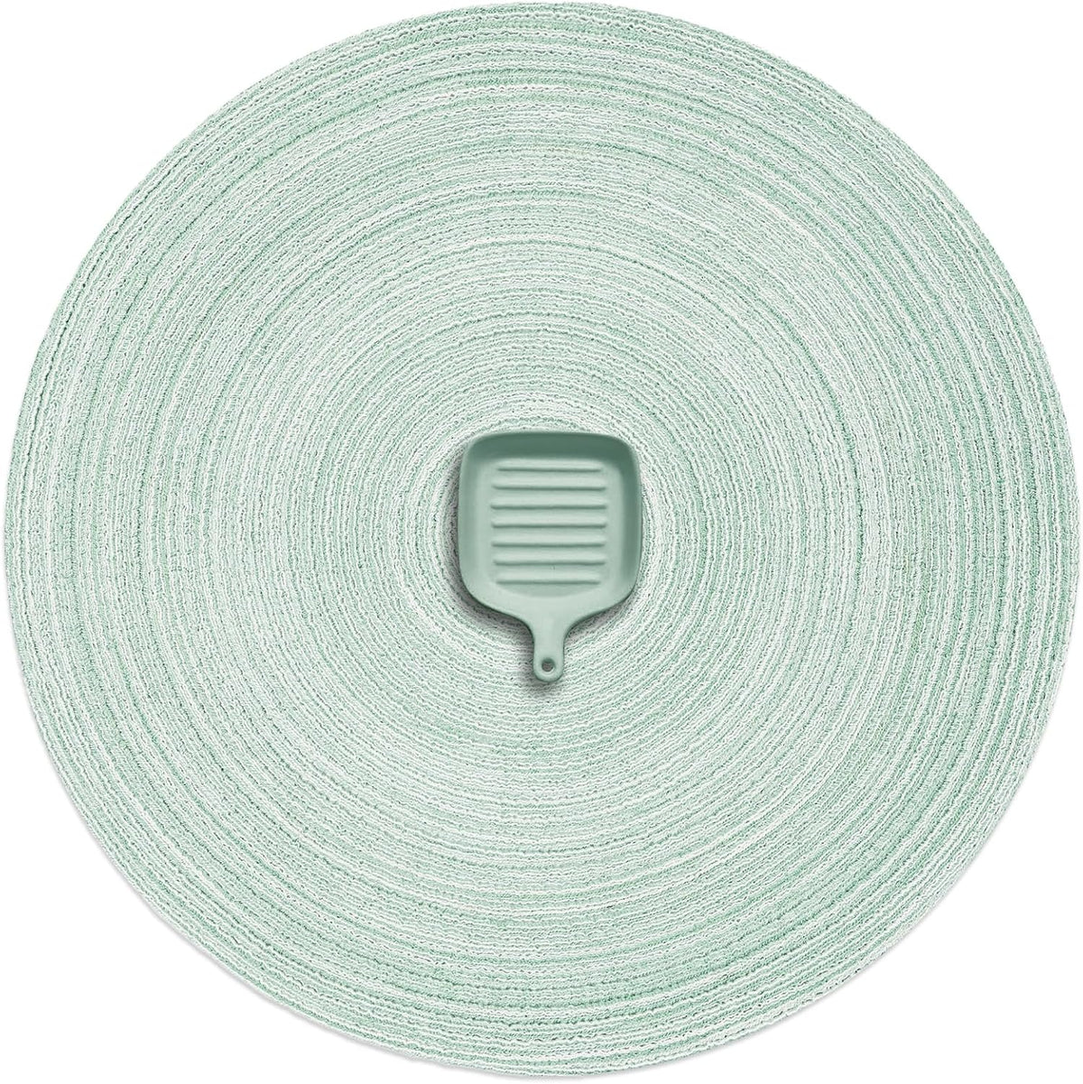 AHHFSMEI Round Braided Placemats Set of 6 Round Table Mats for Dining Tables Natural Woven Heat Resistant Place mats 15 Inch (Fog Green)