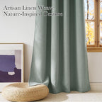 NICETOWN Faux Linen Sage Green Blackout Curtains 84 inches Long - Image 3