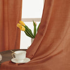 Linen Curtains 84 Inch Long for Living Room 2 Panels, Terracotta | Extra Wide - Image 3