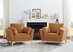 Large-Sized Accent Chair, Thick Cushion Bedroom Reading Chair, Comfortable Living Room Single Sofa， Boucle Curry