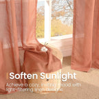 BGment Terracotta Linen Curtains 48 Inch Length, Burnt Orange Light Filtering - Image 5