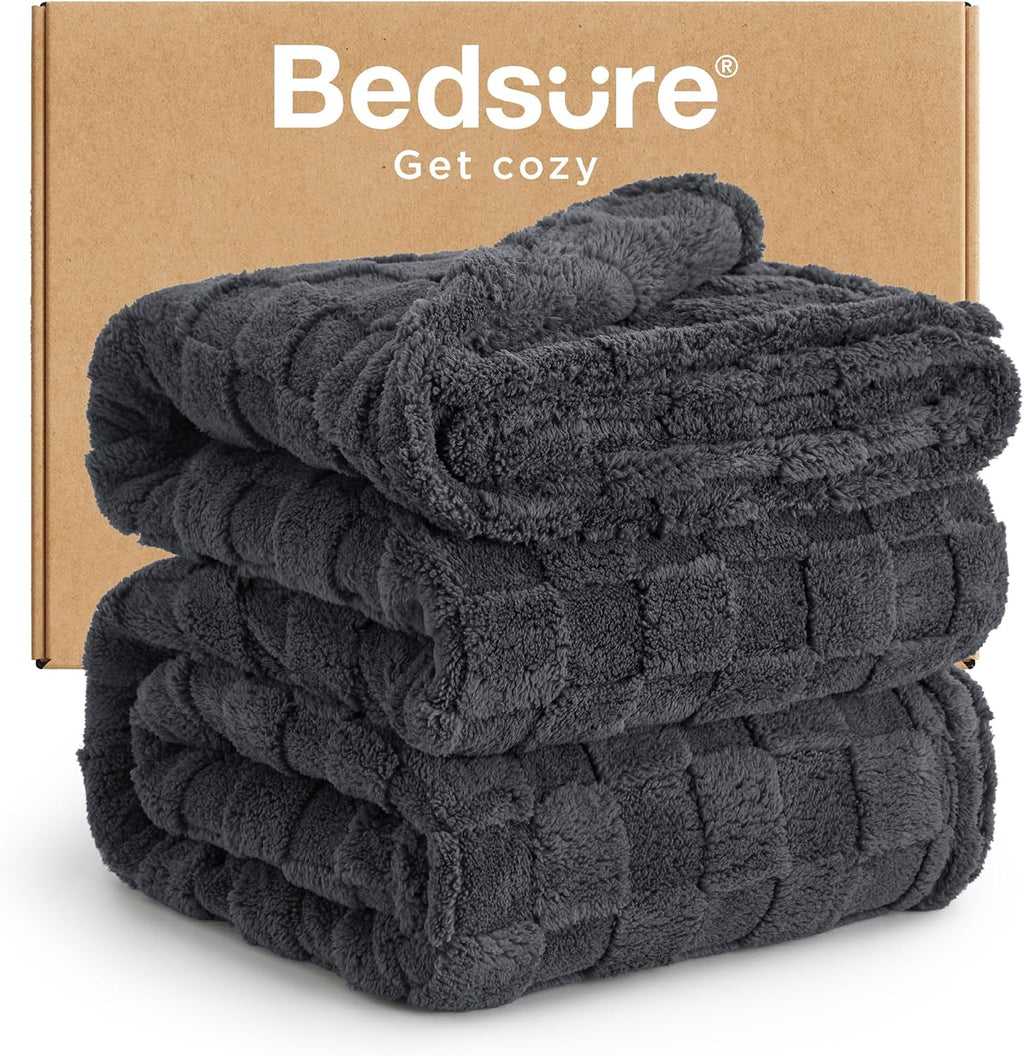 Bedsure GentleSoft King Size Blanket for Bed - Super Soft Cozy Blankets for Women Men Girls, Large Fuzzy Fleece Throw for Bedroom Decor, Dark Grey,108x90 Inches
