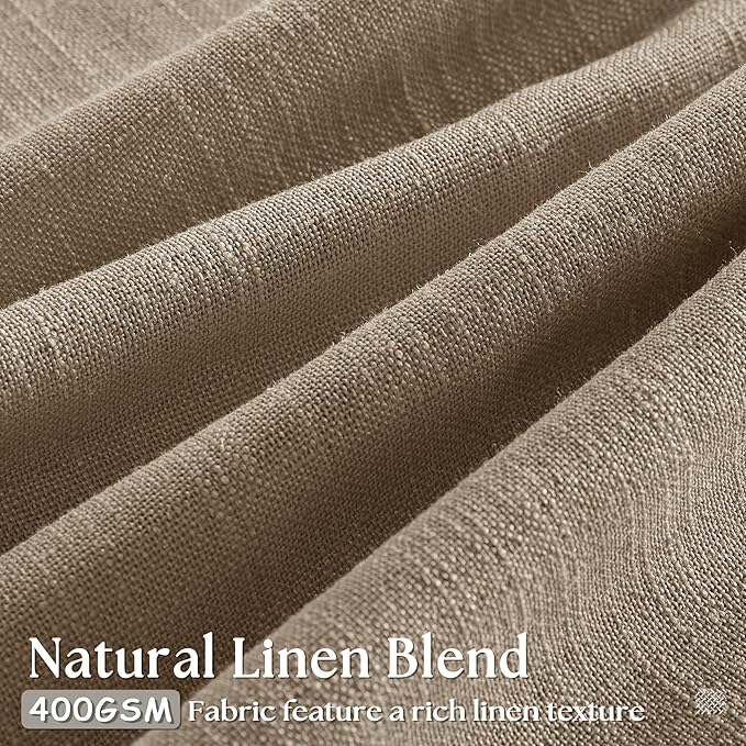 Light Filtering Flax Linen Pleat Living Room Curtains Latte 108 Inch Length | - Image 3