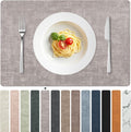 FROMHEART Faux Leather Placemats Set of 4–Waterproof,Heat/Oil Stain-Resistant PU Table Mat–Reversible,Non-Slip,Easy to Clean Place Mats for Kitchen,Dining,Indoor/Outdoor,(Light Grey,11.8" x 17")