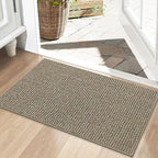 BEQHAUSE Dirt Trapper Door Mat 20" x 32", Non-Slip Washable, Light Beige | by BEQHAUSE