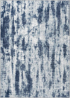 5x7 Area Rugs for Living Room: Washable Abstract Blue Grey Badroom Carpet | - Image 2