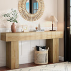 63 Inch Long Console Table for Entryway, Farmhouse Wood Rectangular Sofa Table Behind Couch Table, Narrow Entryway Table for Living Room, Entrance, Hallway, Foyer, Easy Assembly (Natural)