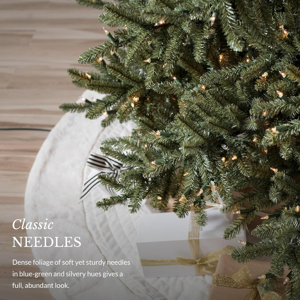 Balsam Hill 9.5ft Pre-Lit Classic Blue Spruce - Artificial Christmas Tree with 5,248+ Tips, 1600 Hand-Strung Clear LED Lights, Easy Plug System & Premium Stand for Indoor Holiday Decorating